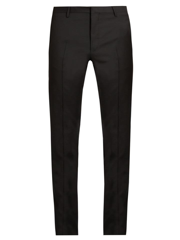 Lanvin Embroidered Slim-fit Wool Tuxedo Trousers