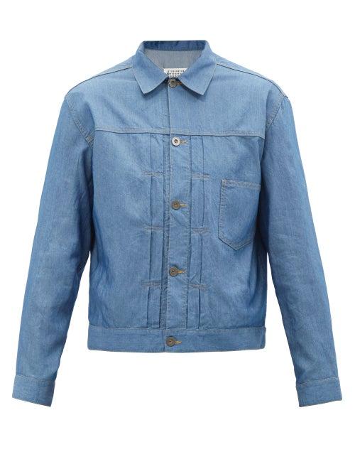Maison Margiela - Pleated Denim Jacket - Mens - Blue