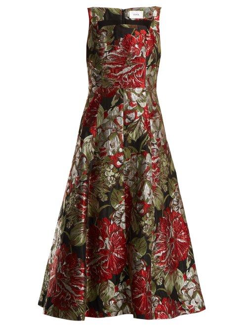 Matchesfashion.com Erdem - Polly Flower Jacquard Dress - Womens - Black Print