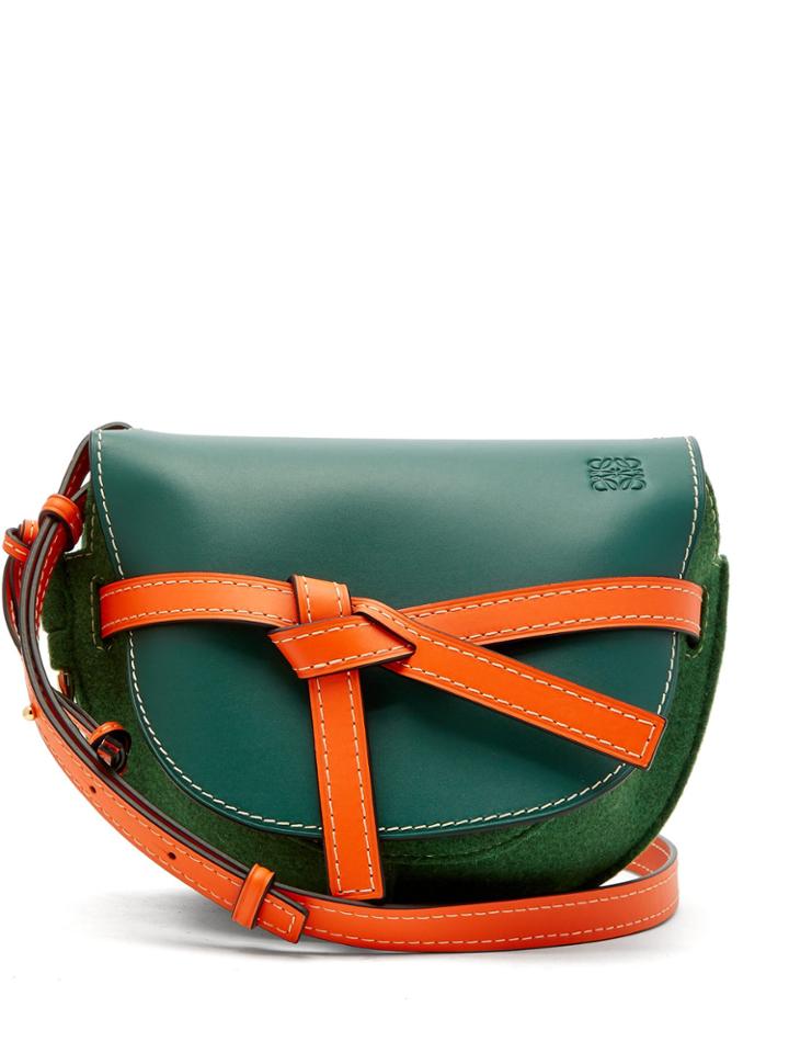 Loewe Gate Small Grained-leather And Felt Cross-body Bag