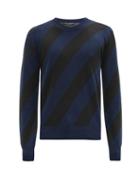Matchesfashion.com Dolce & Gabbana - Diagonal-striped Cashmere-blend Sweater - Mens - Dark Blue