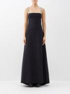 Valentino - Crystal-embellished Wool-blend Crepe Gown - Womens - Black Silver