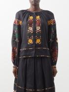 Vita Kin - Kristinka Embroidered Linen Blouse - Womens - Black Multi