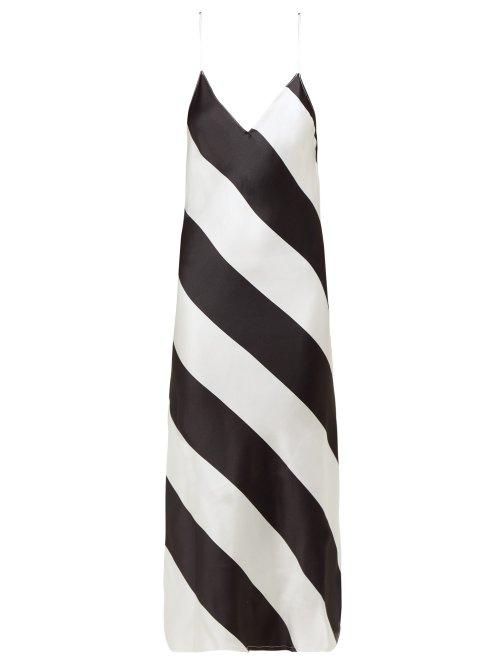 Matchesfashion.com Dodo Bar Or - Aline Striped Silk Slip Dress - Womens - Black White