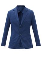 Matchesfashion.com Frescobol Carioca - Patch-pocket Cotton-blend Poplin Suit Jacket - Mens - Navy