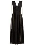 Matchesfashion.com Lee Mathews - Lilian V Neck Cotton Midi Dress - Womens - Black