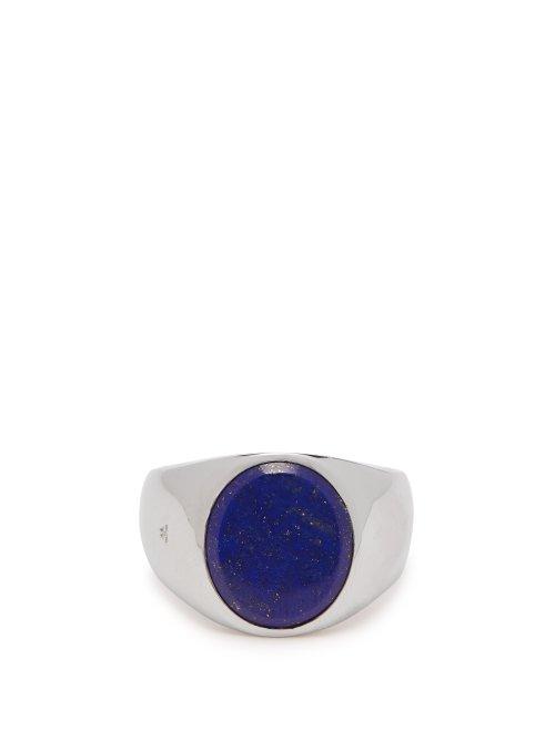 Matchesfashion.com Tom Wood - Lapis Sterling Silver Signet Ring - Mens - Silver