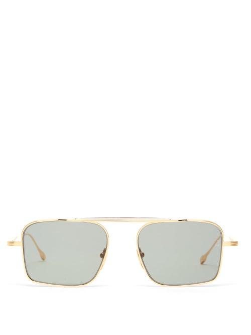 Matchesfashion.com Jacques Marie Mage - Scarpa Square Titanium Sunglasses - Mens - Green