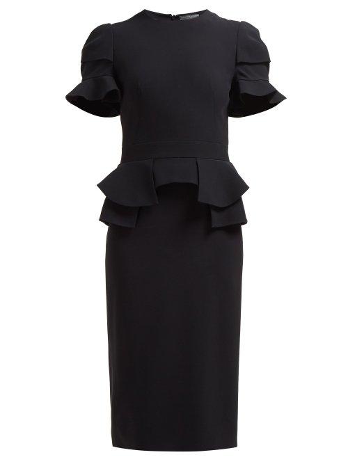 Matchesfashion.com Alexander Mcqueen - Peplum Waist Crepe Dress - Womens - Black
