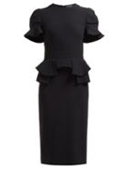 Matchesfashion.com Alexander Mcqueen - Peplum Waist Crepe Dress - Womens - Black