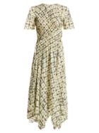 Matchesfashion.com Preen Line - Keziah Floral Print Handkerchief Hem Midi Dress - Womens - Ivory Multi
