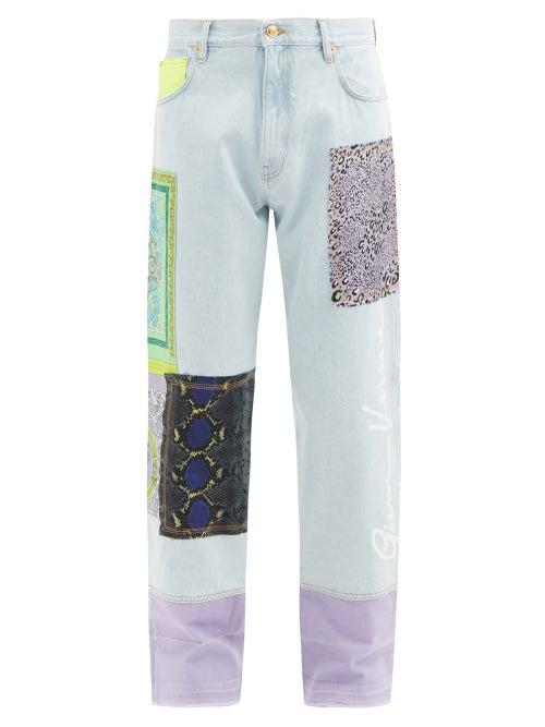 Matchesfashion.com Versace - Patchwork Straight-leg Jeans - Mens - Blue