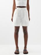 Proenza Schouler White Label - High-rise Pleated Cotton-blend Shorts - Womens - Off White