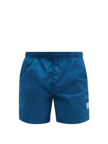 Matchesfashion.com C.p. Company - Logo-patch Garment-dyed Chrome Swim Shorts - Mens - Blue