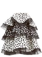 Matchesfashion.com Carolina Herrera - Polka Dot Ruffled Silk Mini Dress - Womens - Black White