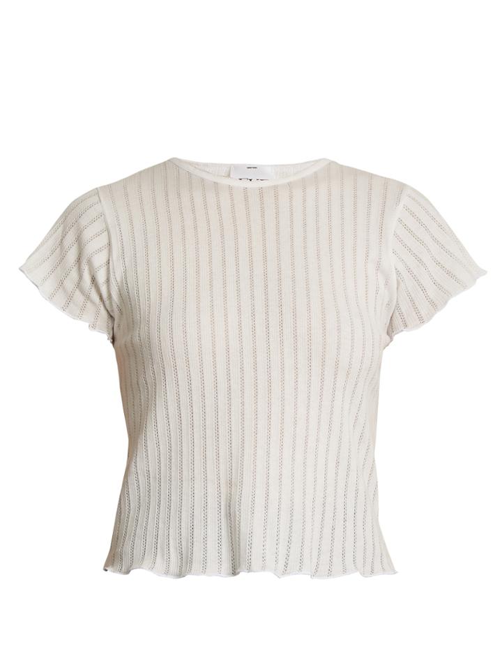 Eve Denim Agathe Striped Eyelet-knit Cotton-blend T-shirt