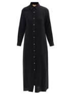 Albus Lumen - Crinkle-cotton Shirt Dress - Womens - Black