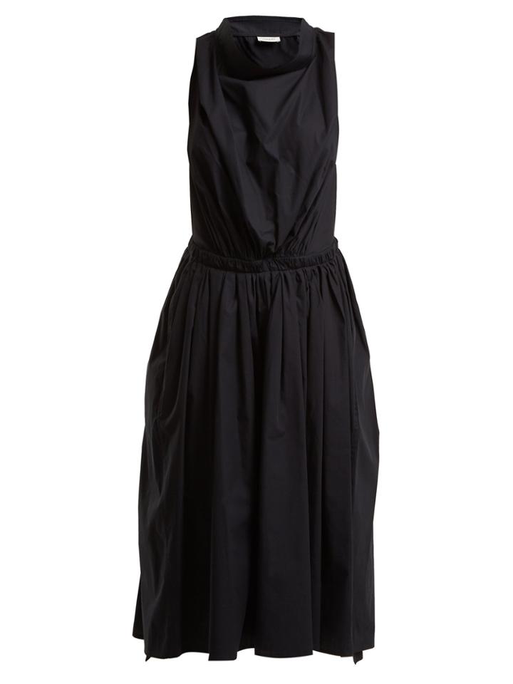Lemaire Draped-neck Cotton-poplin Dress