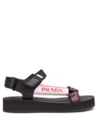 Matchesfashion.com Prada - Multi Strap Rubber Sandals - Womens - Black Red