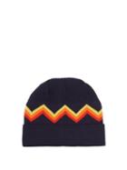 Matchesfashion.com Perfect Moment - Zigzag Intarsia Wool Blend Beanie Hat - Womens - Navy Multi