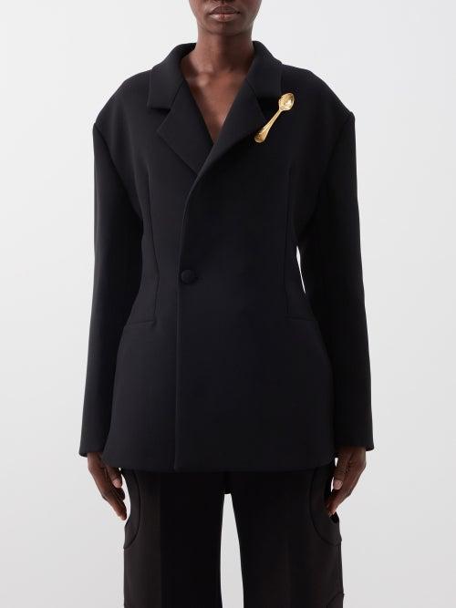 A.w.a.k.e. Mode - Cutout-back Tailored Crepe Jacket - Womens - Black