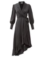 Matchesfashion.com Zimmermann - Balloon-sleeve Silk Wrap Dress - Womens - Black
