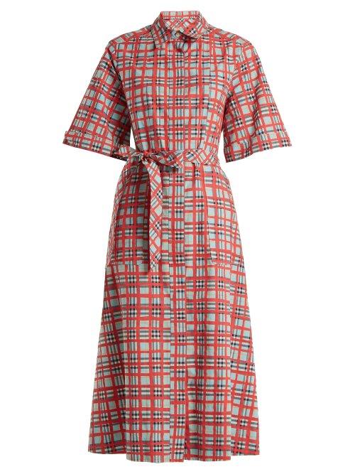Matchesfashion.com Burberry - Carmen Checked Cotton Shirt Dress - Womens - Red Multi