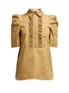 Matchesfashion.com See By Chlo - Ruffled Bib Cotton Shirt - Womens - Khaki