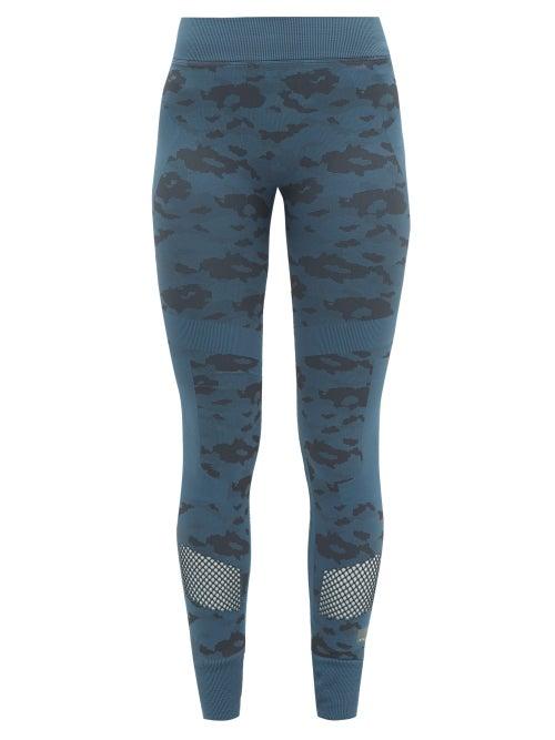 Matchesfashion.com Adidas By Stella Mccartney - Performance Essentials Camouflage Print Leggings - Womens - Blue