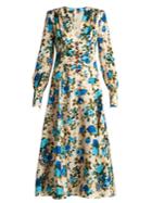 Gucci Rose-print Silk-twill Midi Dress
