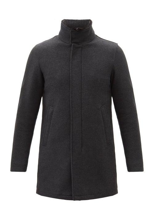 Herno - Melton-wool Overcoat - Mens - Dark Grey