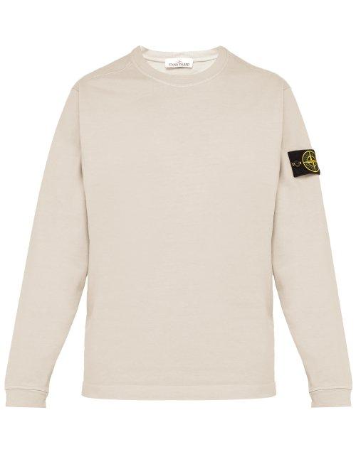 Matchesfashion.com Stone Island - Logo Patch Cotton Jersey Sweatshirt - Mens - Cream