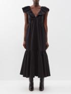 La Ligne - Marion Ruffled Cotton-poplin Dress - Womens - Black
