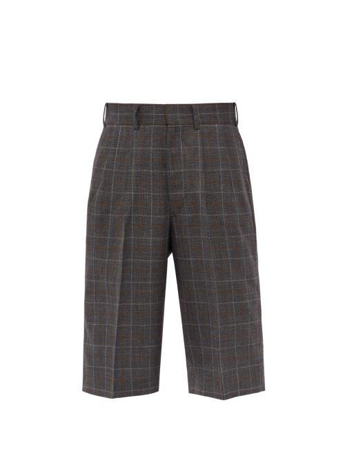 Matchesfashion.com Junya Watanabe - Checked Wool Shorts - Mens - Brown Multi