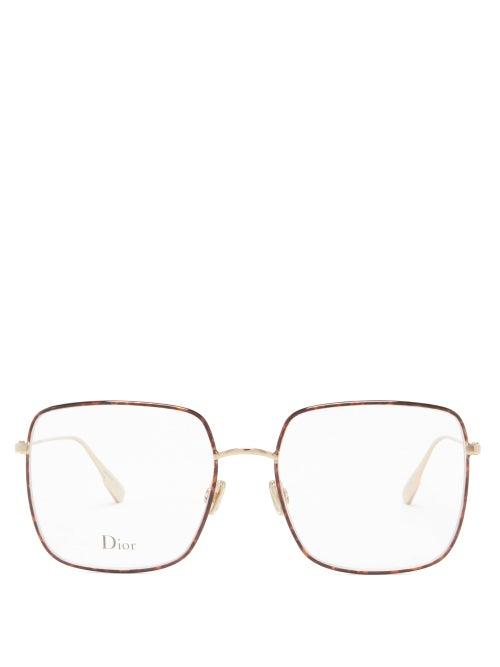 Matchesfashion.com Dior Eyewear - Diorstellaire1 Square Tortoiseshell Metal Glasses - Womens - Gold