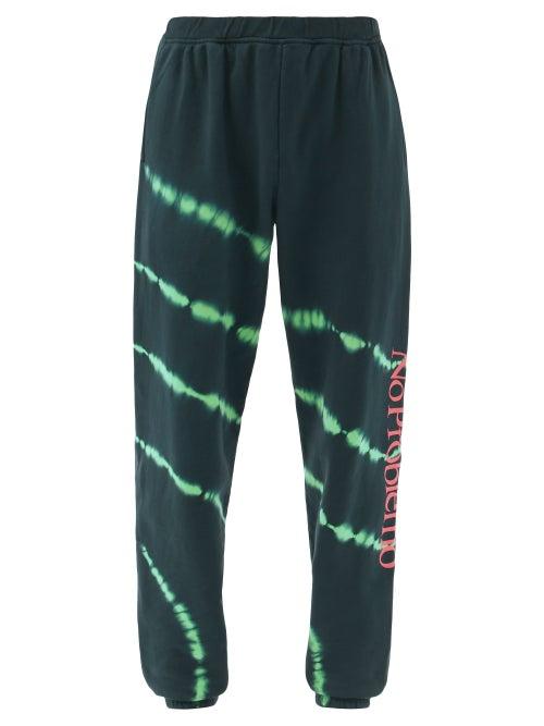Matchesfashion.com Aries - No Problemo Tie-dye Cotton-jersey Track Pants - Mens - Black Green