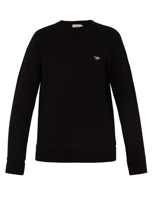 Matchesfashion.com Maison Kitsun - Tricolor Fox Patch Cotton Sweatshirt - Mens - Black