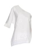 Matchesfashion.com Stella Mccartney - Alix Asymmetric Neckline Cotton Top - Womens - Ivory