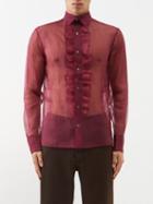 73 London - Ruffled-placket Semi-sheer Silk Shirt - Mens - Red