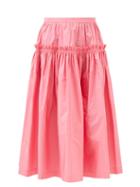Molly Goddard - May Smocked-taffeta Midi Skirt - Womens - Pink