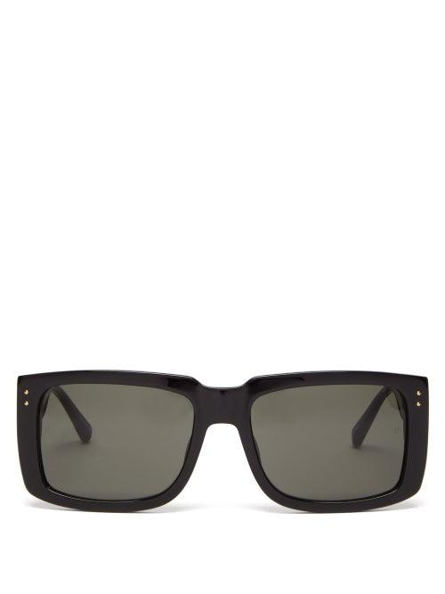 Ladies Accessories Linda Farrow - Morrison Rectangle Acetate Sunglasses - Womens - Black