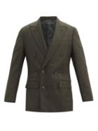 Matchesfashion.com Thom Sweeney - Peak-lapel Wool-blend Double-breasted Jacket - Mens - Green