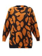 Matchesfashion.com Stella Mccartney - Leopard-jacquard Asymmetric-hem Sweater - Womens - Orange Multi