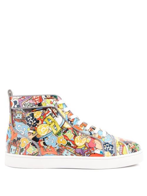 Matchesfashion.com Christian Louboutin - Lou Orlato Super Loubi-print High-top Trainers - Mens - Multi