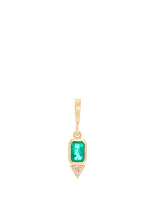 Matchesfashion.com Azlee - Diamond, Emerald & 18kt Gold Charm - Womens - Green Gold
