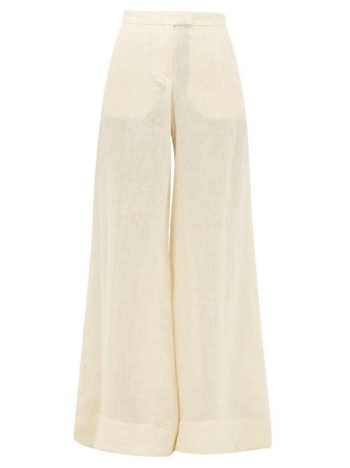 Matchesfashion.com Lisa Marie Fernandez - High-rise Linen Wide-leg Trousers - Womens - Beige