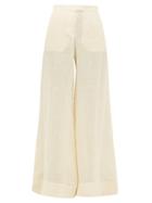 Matchesfashion.com Lisa Marie Fernandez - High-rise Linen Wide-leg Trousers - Womens - Beige