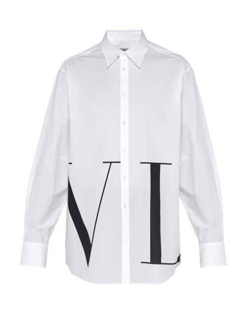 Matchesfashion.com Valentino - Oversized Logo Print Cotton Shirt - Mens - White