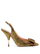 Matchesfashion.com Rochas - Miki Brocade Slingback Pumps - Womens - Gold