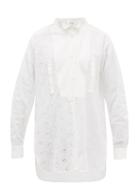 Matchesfashion.com Loewe - Broderie Anglaise Cotton Blouse - Womens - White